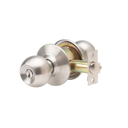 Global Door Controls GLC Series Brushed Chrome Grade 3 Commercial/Residential Storeroom Door Knob with Lock GLC-5180B-626